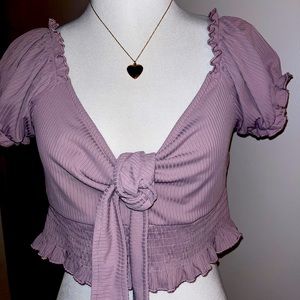 Cute lavender crop top by “Aster”, size large
